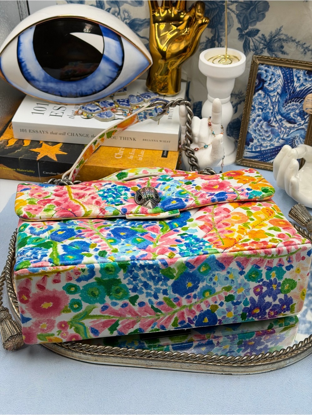 🆕 KURT GEIGER LONDON 🧿 NWOT Floral Couture Kensington Bag, Bright Floral Print - Picture 7 of 16